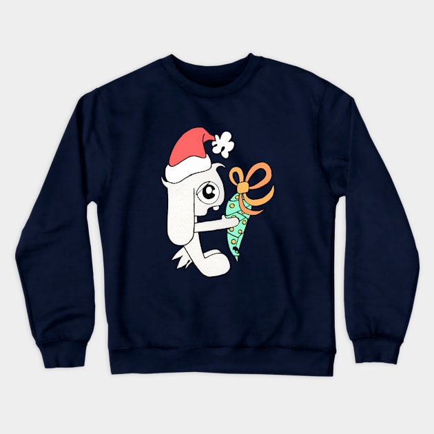 Bunny Christmas Present Crewneck Sweatshirt by badlydrawnbabe